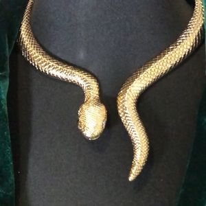 Golden metal snake necklace